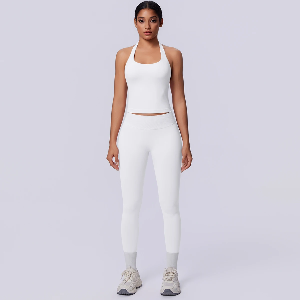 Sport Fitness Kleidung Damen Yoga Set Sommer Gym Lauf-Workout Top Yoga Weste Einfarbige Po-Formende Fitness Hose Yoga Set – Detail 10