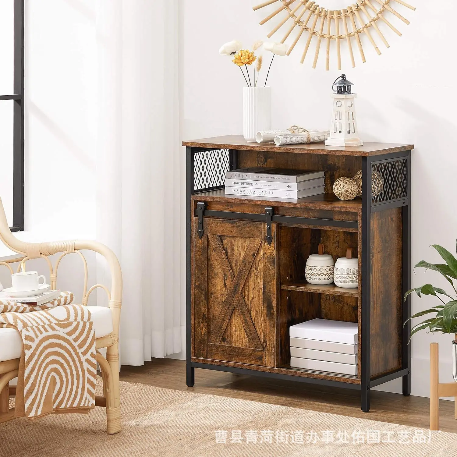Iron and wood combined with retro old dining side cabinets, multi-layer kitchen tableware, lockers, high-value