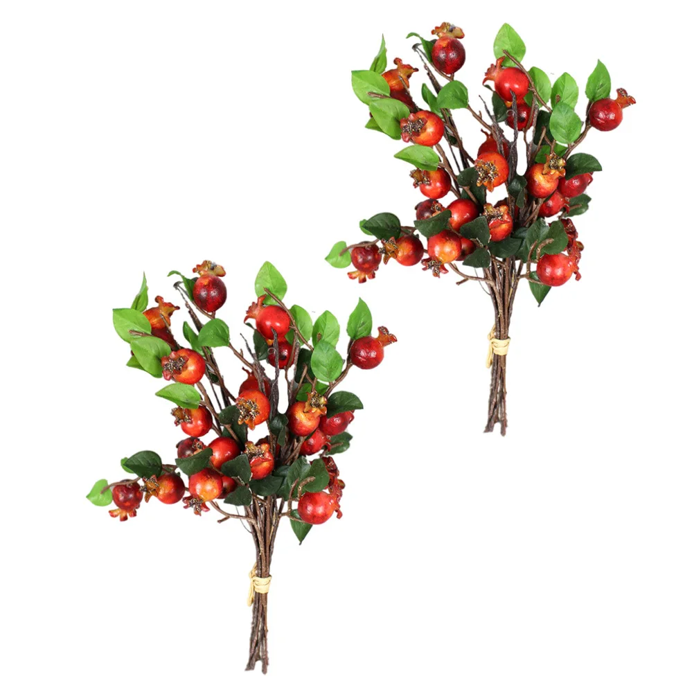 

2pcs Lifelike Artificial Pomegranate Flower Bouquet Home Decor Simulation Flower Arrangement Wedding Party Decoration Fake
