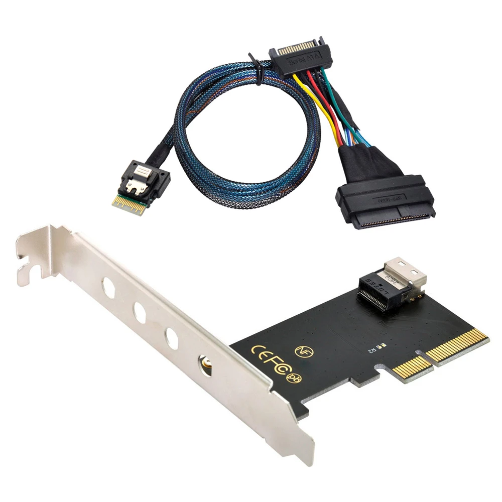 

PCI-E 3.0 4.0 to SFF-8654 Slimline SAS Card Adapter and U.2 U2 SFF-8639 NVME PCIe SSD Cable for Mainboard SSD