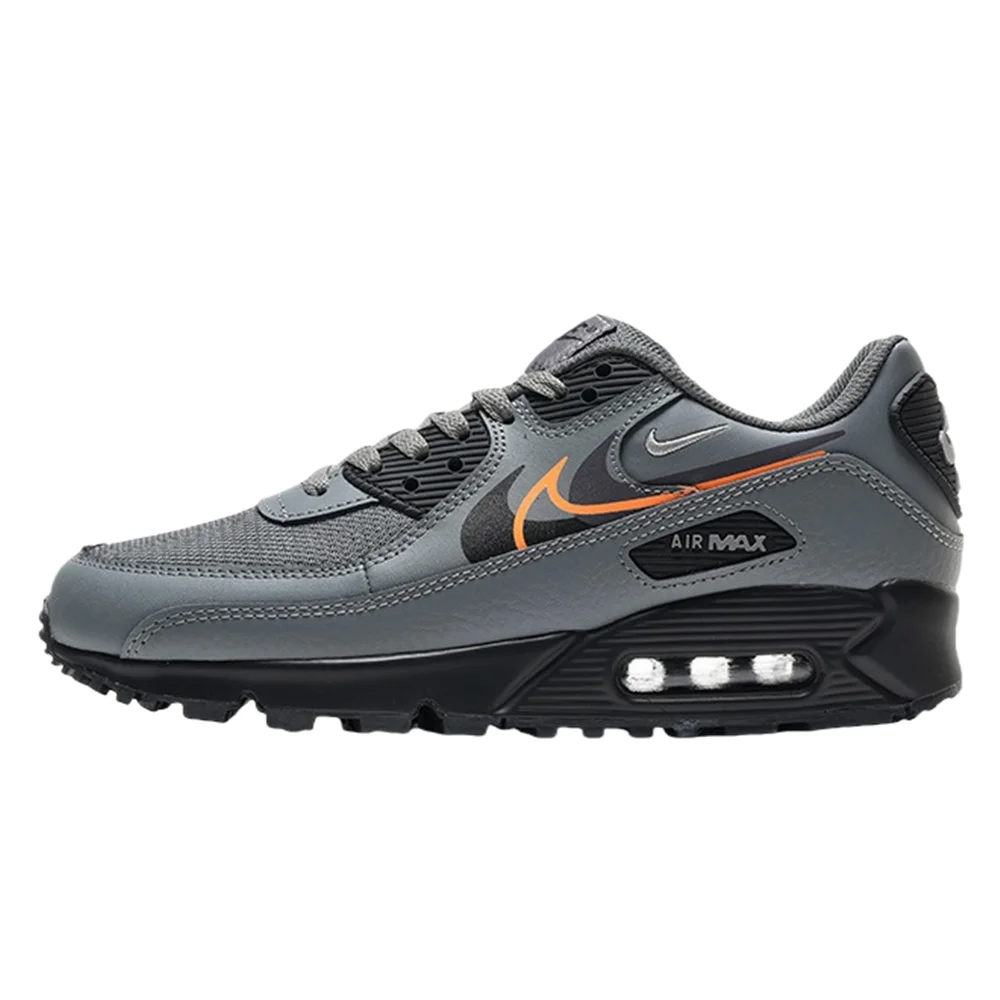 

Nike Air Max 90 Synthetic Leather Wear-resistant Breathable Retro Cushion Running Shoes Women Men Grey-black-yellow FN7785-001