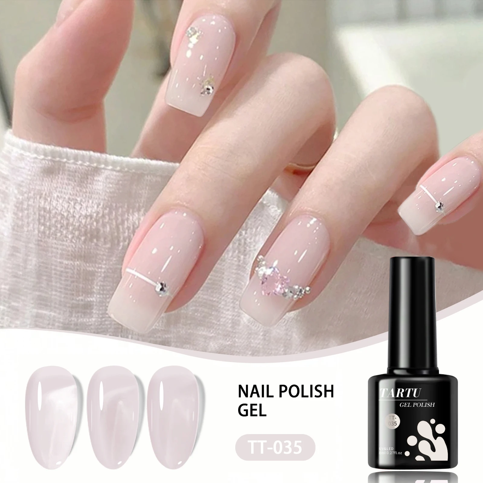 

TARTU 8 ml jelly gel nail polish, nude skin-tone jelly gel nail polish, semi-permanent, suitable for home nail DIY