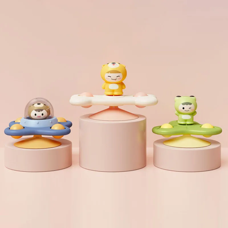 Baby Toys Suction Cup Spinner Toys for Toddlers Bear Hand Fidget Spinner Sensory Toys Stress Relief Baby Games Rotating Rattles