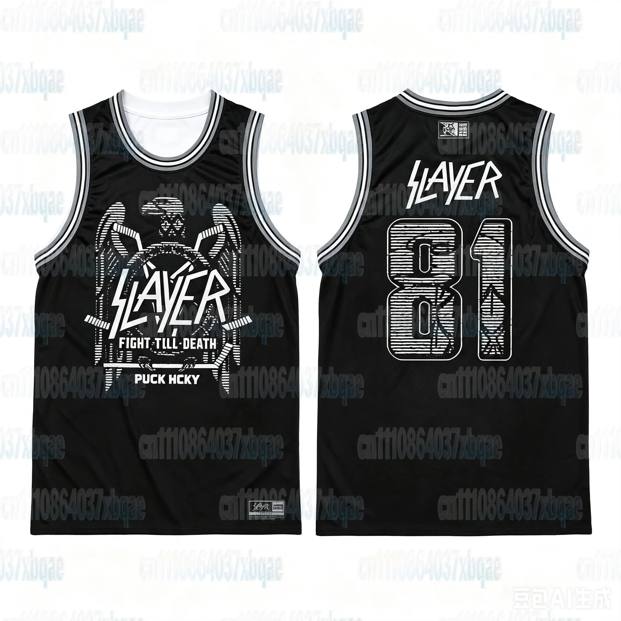 Metallica Ride The Lightning 84 Basketballtrikot Ärmellose Weste 3D-Gedruckte Heavy Metal Rock Sportweste Familien-Outfit – Detail 5