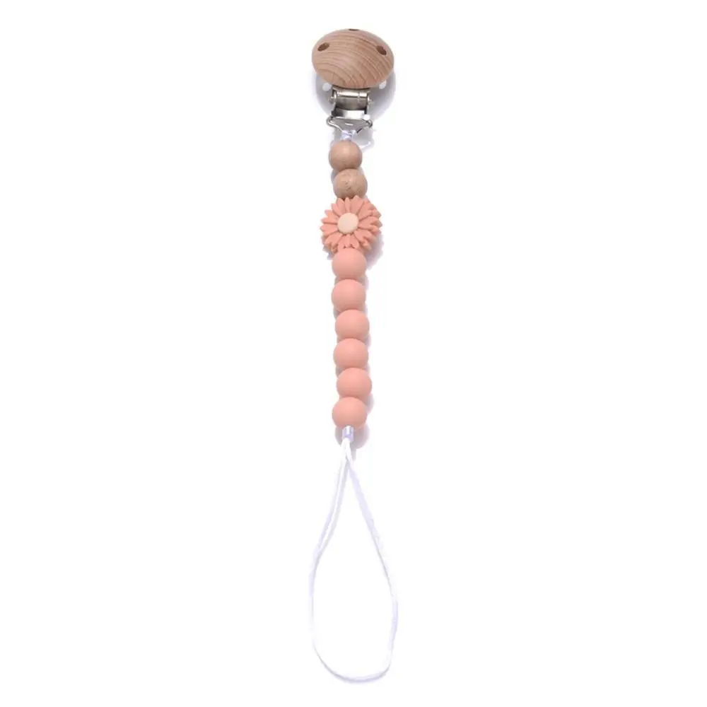

Soother Holder Pacifier Holder Clips Dummy Clips Flowers Baby Pacifier Chain Adjustable Wood Nipple Holder Clips Baby