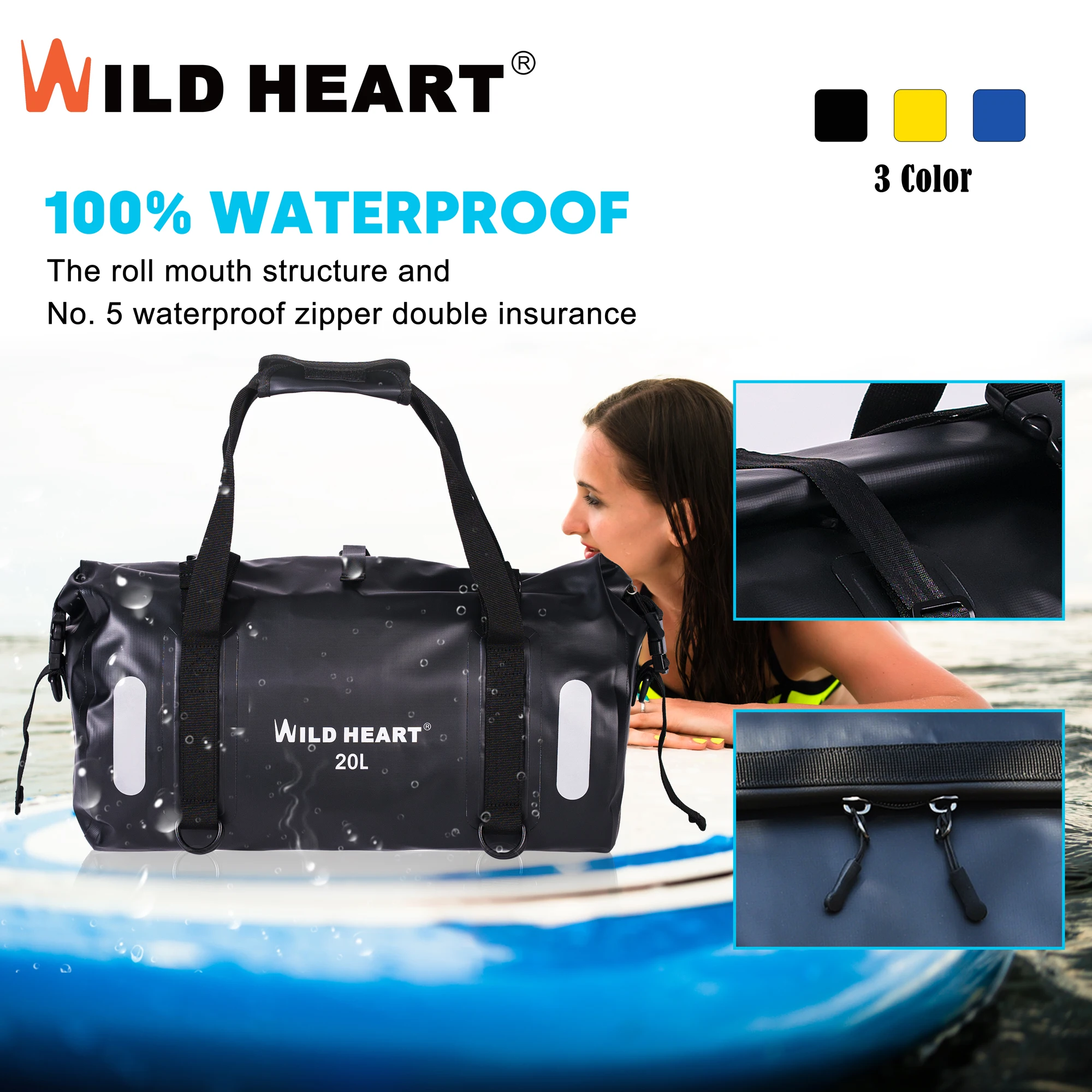 

WILD HEART 20L/30L/40L Waterproof Bicycle Bag Motorcycle Side Bag Bike Rack Bag Trunk Bag Large Capacity Tail Pack