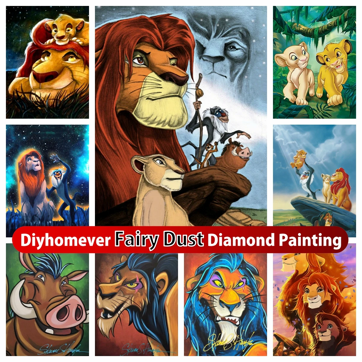 

Disney Cartoon The Lion King 5D DIY Fairy Dust Diamond Painting Animal Mosaic Cross Stitch Embroidery Handmade Gift Home Decor