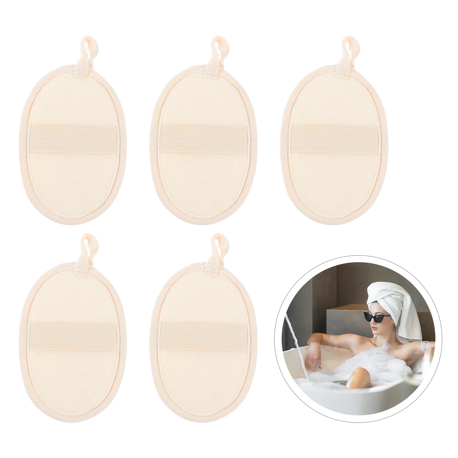 

5pcs Loofah Bath Towels Durable Natural Material Portable Skin Scrub Bathing Tools Deep Cleaning Massage Shower Towels Home
