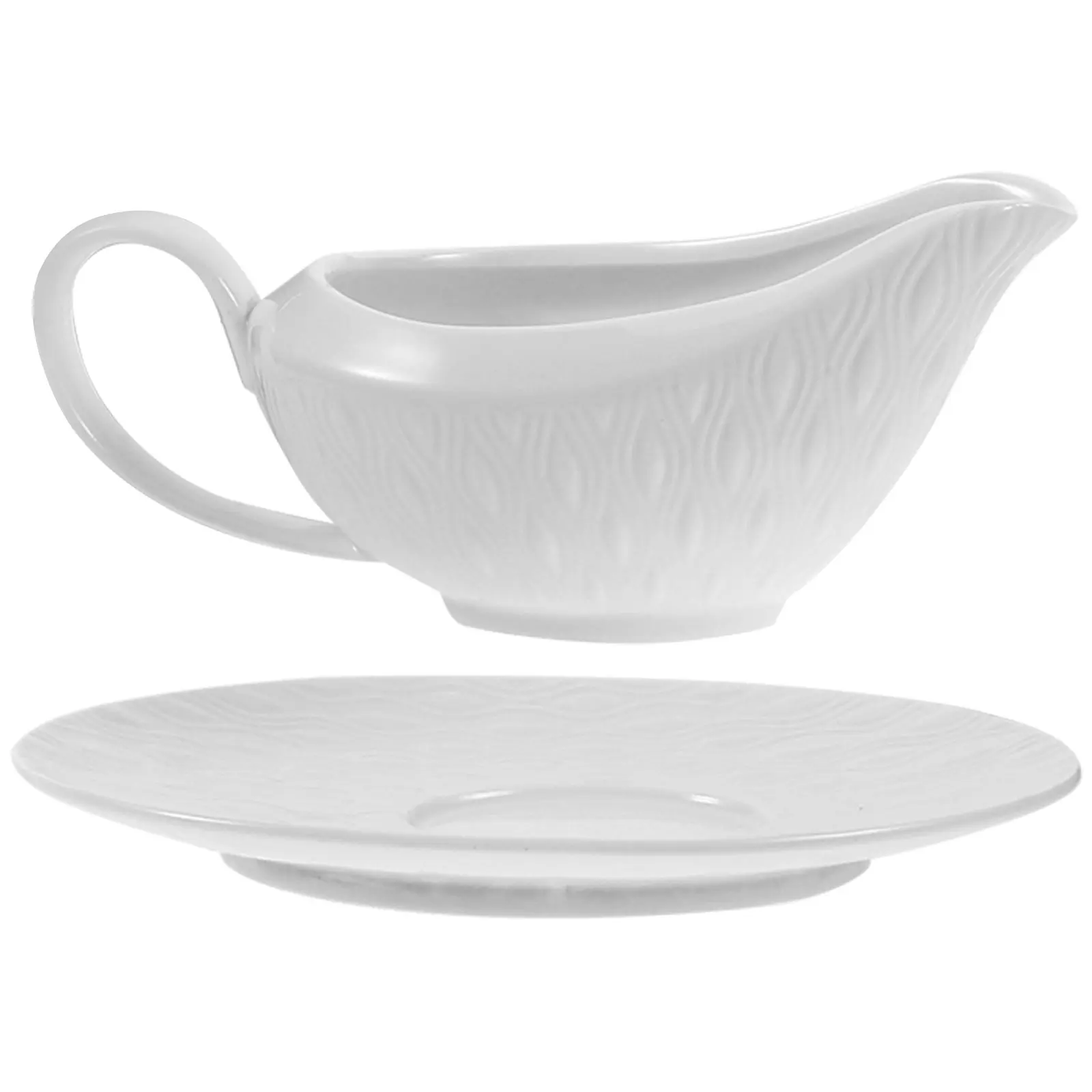 

Ceramic Gravy Boat with Saucer Elegant Sauce Pitcher for Steak Sauce Gravy Yogurt Milk Serving Dish Condiment Boat Kitchen