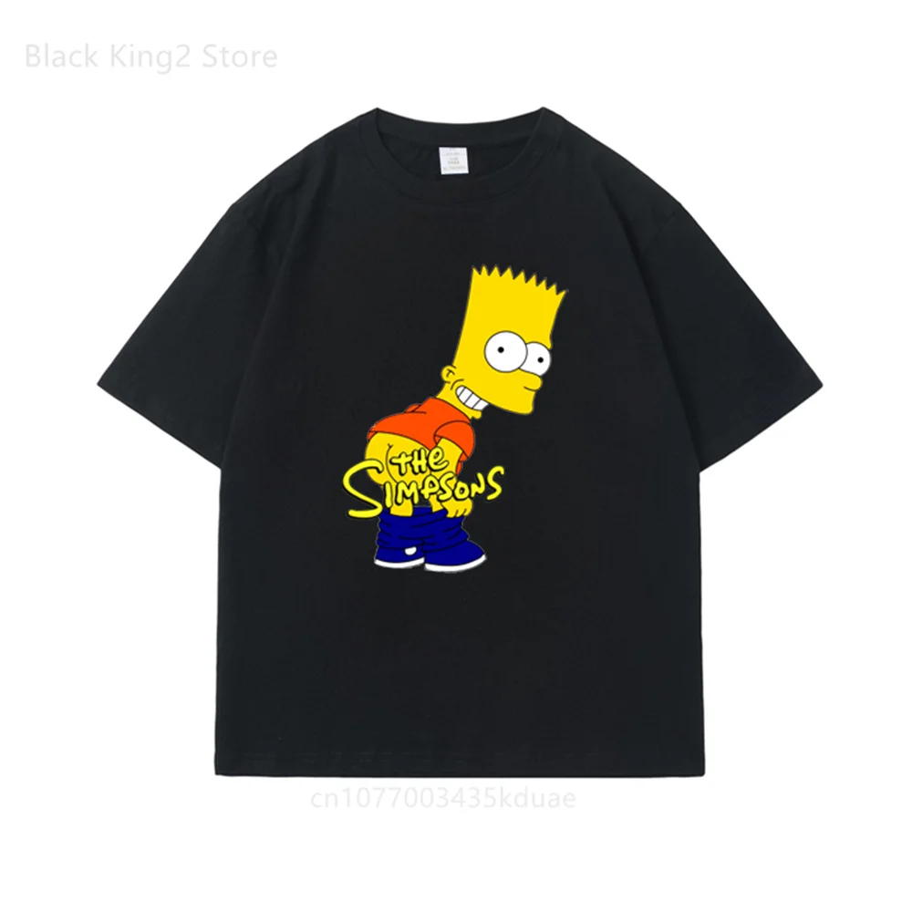 Anime Simpsons Men\'s and Women\'s Cotton T-shirt Summer Fashion Funny Cartoon Short Sleeved T-shirts Casual Tops Men Clothing