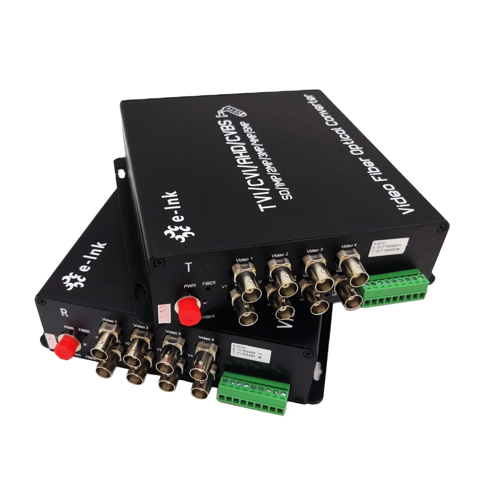 Coaxial to Fiber Optic Converter 8-Channel 1080P HD-AHD HD-CVI HD-TVI CVBS 4-in-1 Video Fiber Converter