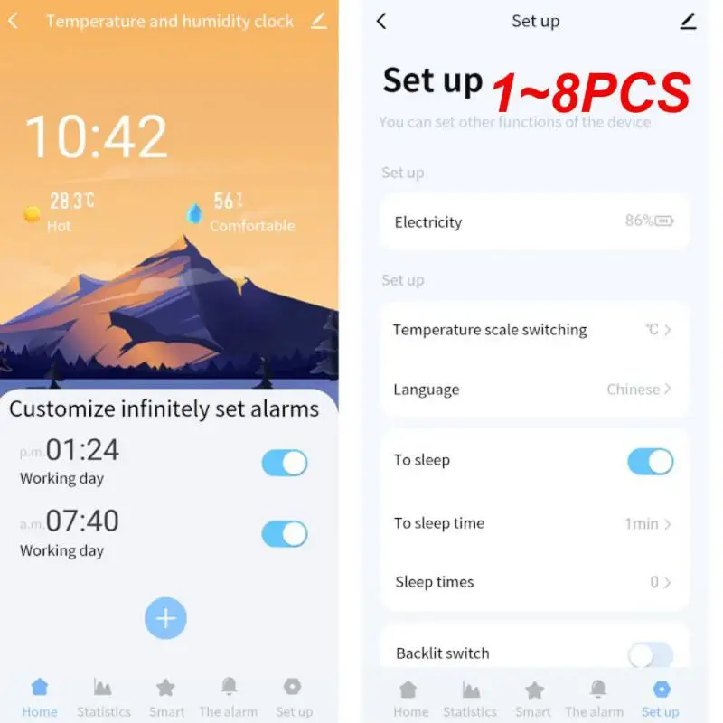 

1 ~ 8 шт. Tuya умный интеллектуальный беспроводной мини-датчик температуры и влажности будильник с подсветкой удаленный мониторинг умный