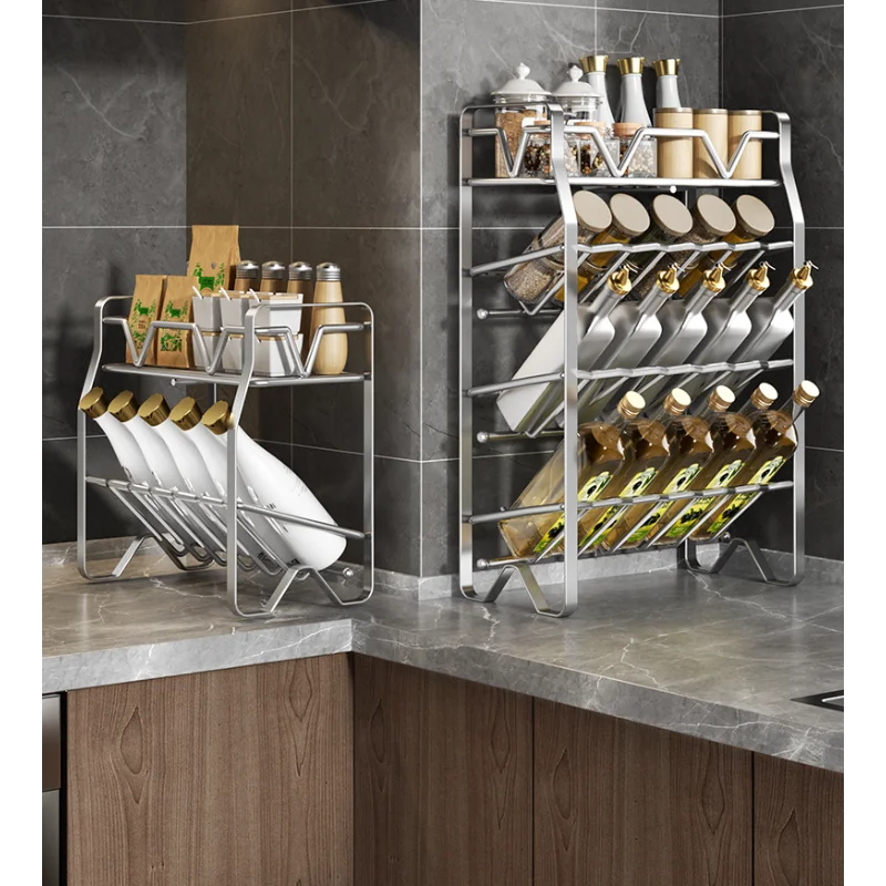 

Органайзер для специй из нержавеющей стали, полка для хранения приправ на кухонной столешнице, нержавеющий держатель для приправ для дома и кухни