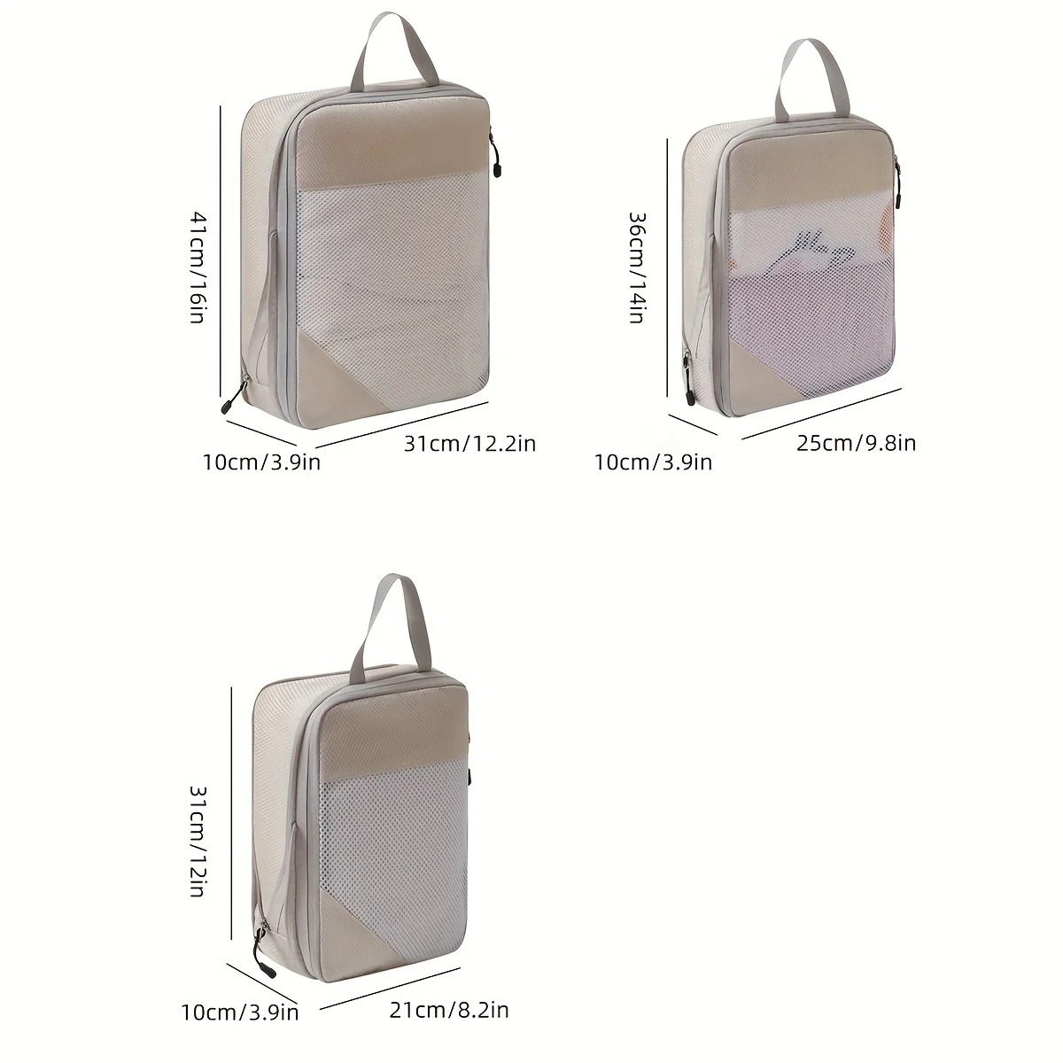 3 قطع من أكياس ضغط السفر، حقيبة تخزين الملابس، خفيفة الوزن، منظم السفر، مكعبات متعددة الوظائف، أساسيات السفر