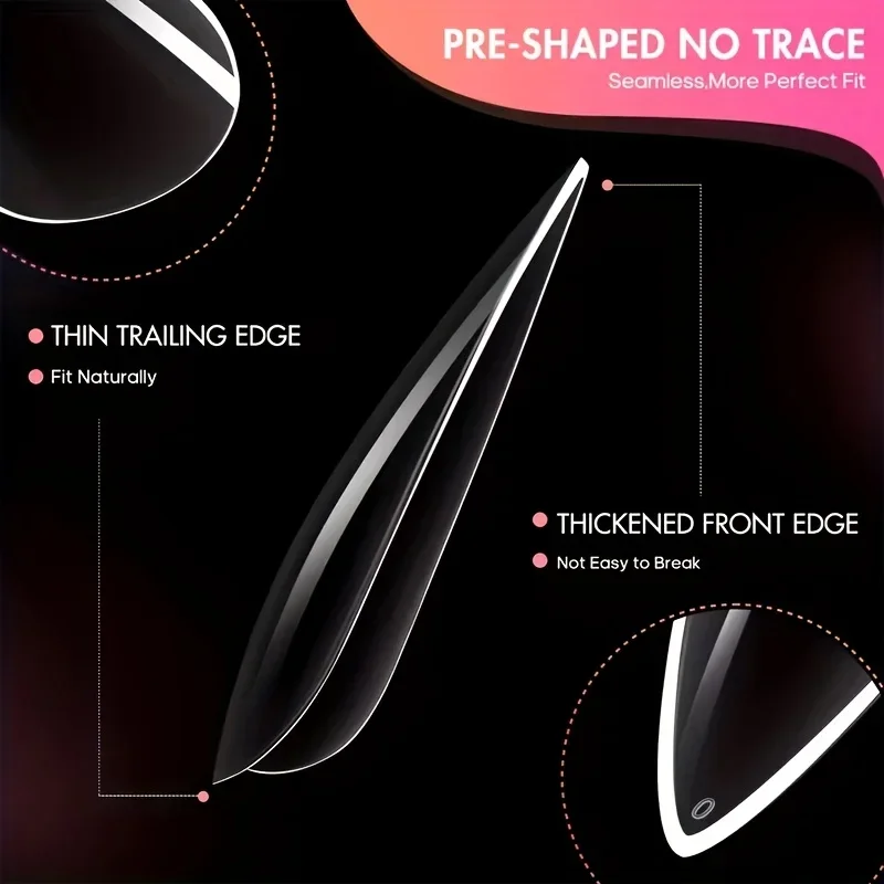 120/240 künstliche Nagelspitzen, transparente extra-lange Stiletto-Nägel, Werkzeuge zur vollständigen Nagelverlängerung – Detail 5