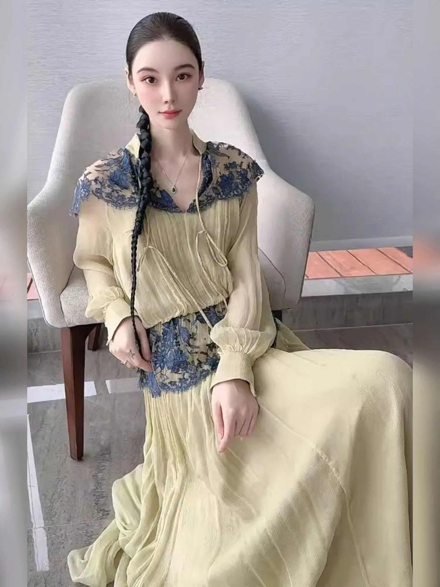 

Женский комплект Ele een с кружевными вставками для защиты от солнца, повседневный костюм-двойка для осеннего сезона, универсальный крой