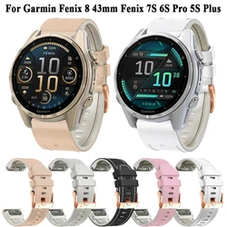 Silicone Leather 20mm Band Strap For Garmin Fenix 8 43MM Quick Release Bracelet Wristband For Fenix 7S Pro 6S Pro 5S Plus Correa