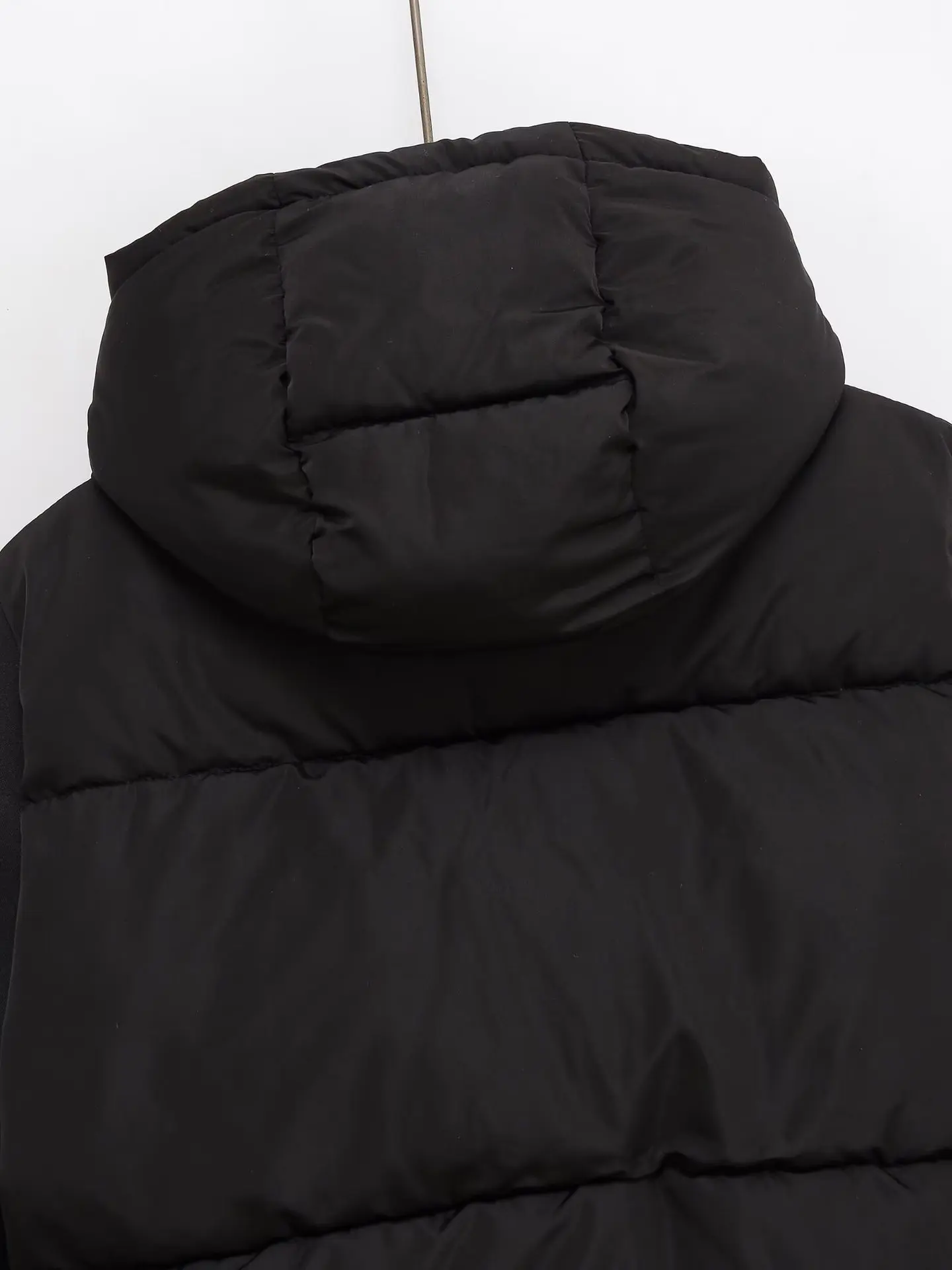 KIDCRKJ Karierte Winter-Parka-Jacke für Damen, schwarz, Stehkragen, langärmelig, gepolsterter Mantel für Damen, verdickter warmer Baumwollmantel für Damen – Detail 12