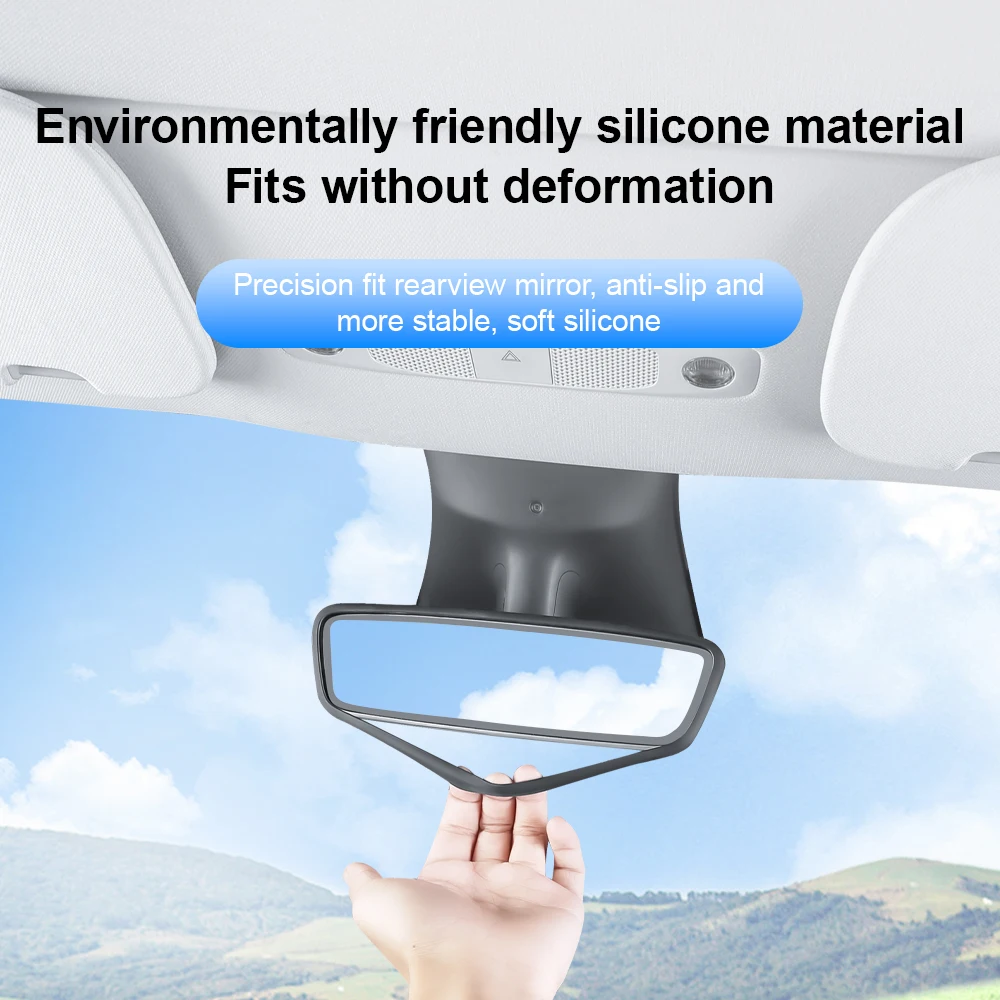 Silicone Car Screen Rearview Mirror Cover For Tesla Model 3 Y Edge Frame Protect Case Prevent Bumping Protective Frame Accessory