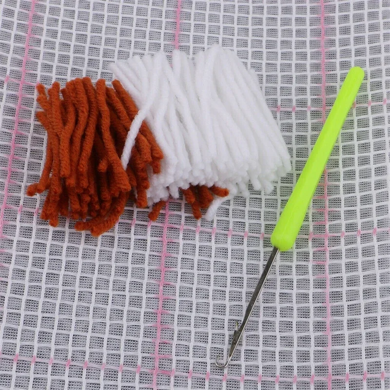 DIY Latch Hook Rug Making Crafts Kit Wolf for Beginners Carpet Segment Embroidery Material with Professional Crochet Needles