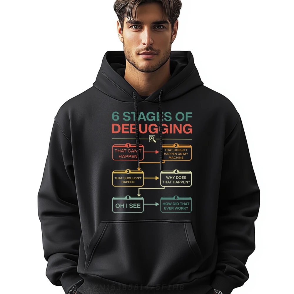 

Graphic Mens Hoodies O Neck Long Sleeve 6 Stages Of Debugging Hoodies Print Streetwear Trendy Sweatshirt For Men