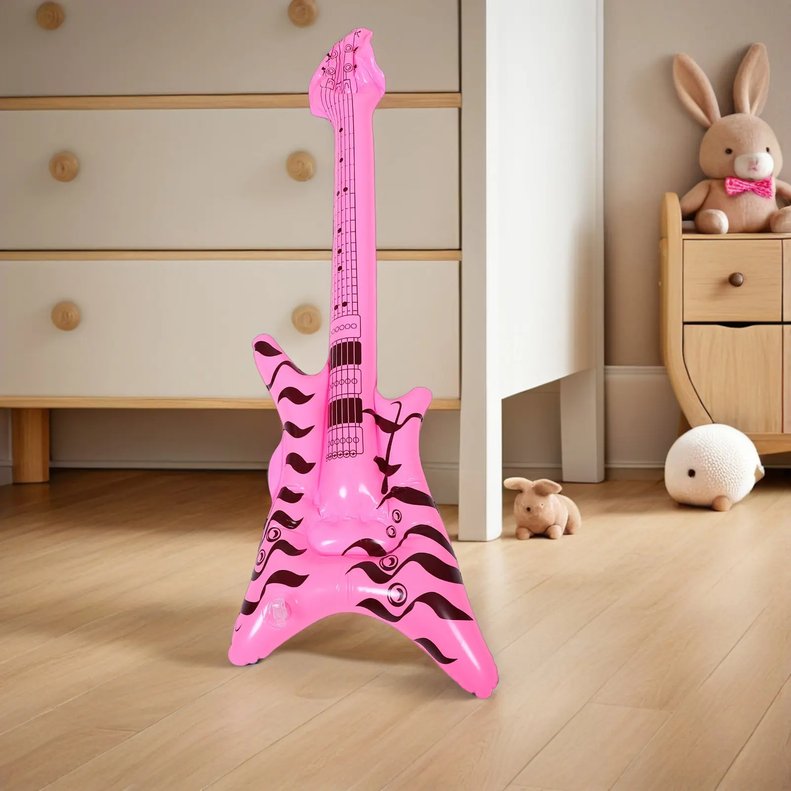 Inflatable Rock and Roll Guitar Prop Retro 80S Electric Blow Up Musical Instrument Party Decorations Photo Booth Favors