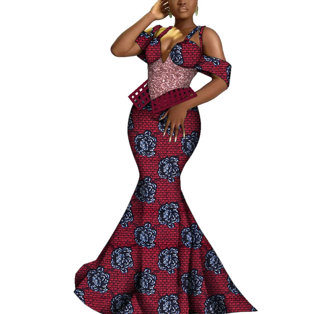 Fashion Robe Africaine Dashiki African Dresses for Women Ankara Print Party Evening Gowns Elegant Maxi Long Lady Dresses WY1051