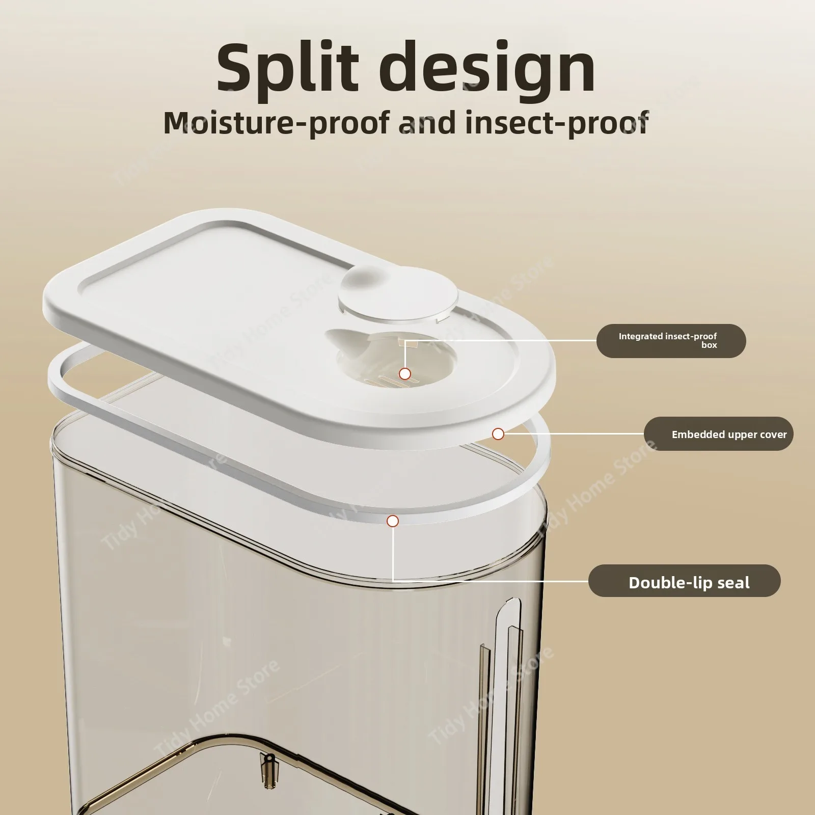 دلو أرز بلاستيكي جديد، دلو مختوم مقاوم للحشرات والرطوبة، جرة أرز، خزان تخزين الدقيق، صندوق تخزين الحبوب الخشنة