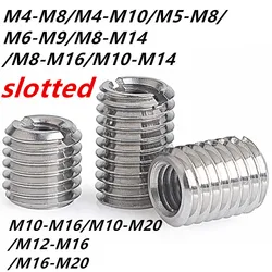 M4/M5/M6/M8-M20 SUS304 inside outside thread slotted Adapter screw wire thread insert sleeve conversion nut Coupler Convey1266