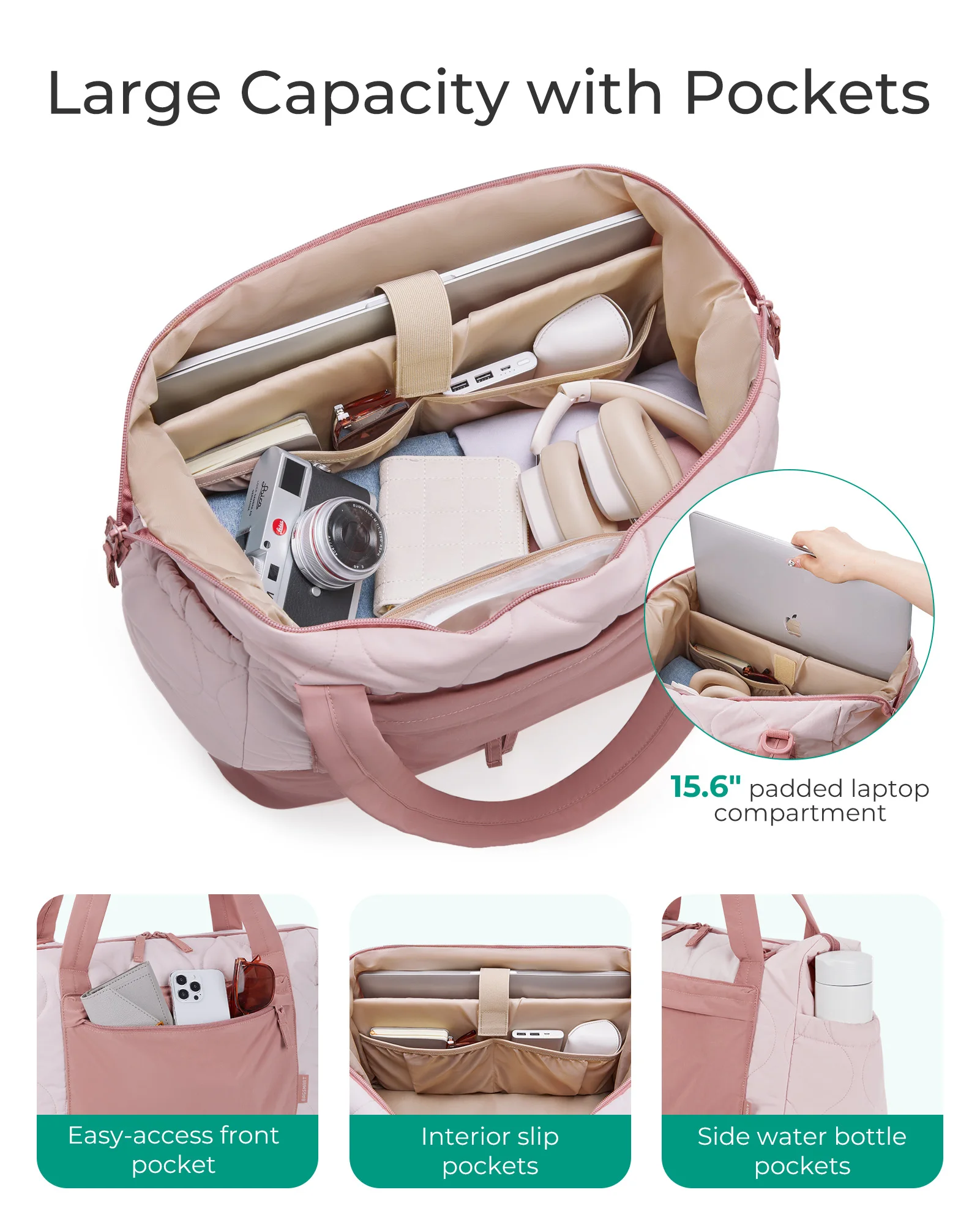 BAGSMART Travel Bag 33L Weekender Carry On Duffle Bags for Women Large Capacity Luggage Storage with Shoe Compartment Hot Sale