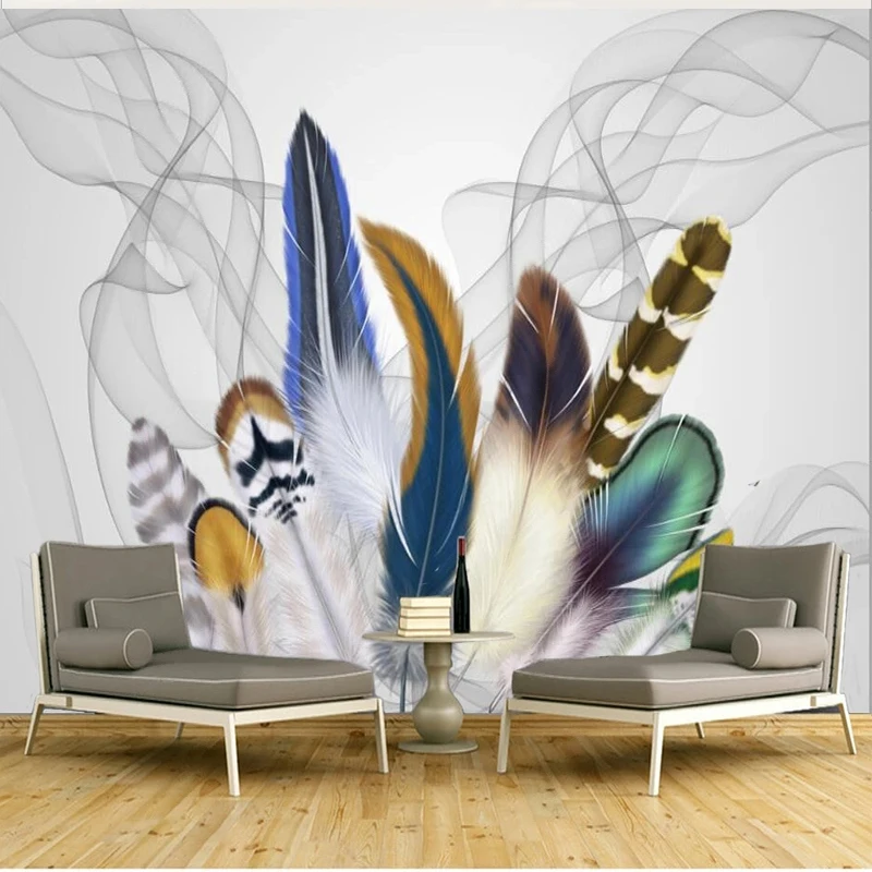 

Custom 3D Any Size Nordic Color Feather TV Background Wallpaper For Bedroom Walls Painting Home Décor Papel De Parede Tapety Art