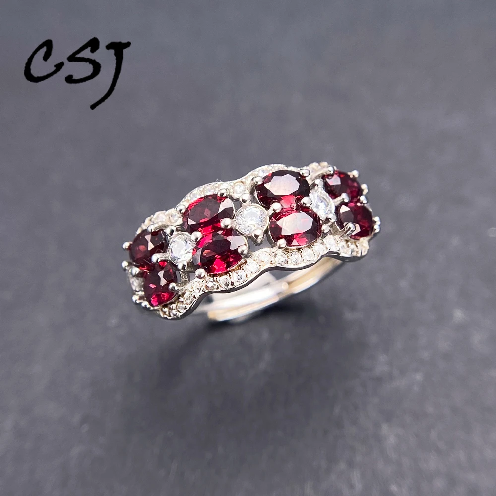 

Trendy Natural Garnet Rings Sterling 925 Silver Birthstone 3*4mm for Women Birthday Party Fine Jewelry Gift