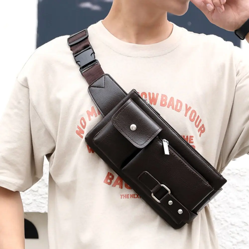 

Fashion Large capacity Men Belt Bags Mobile Phone bag Fanny Pack Chest Packs Leather Waist Bag