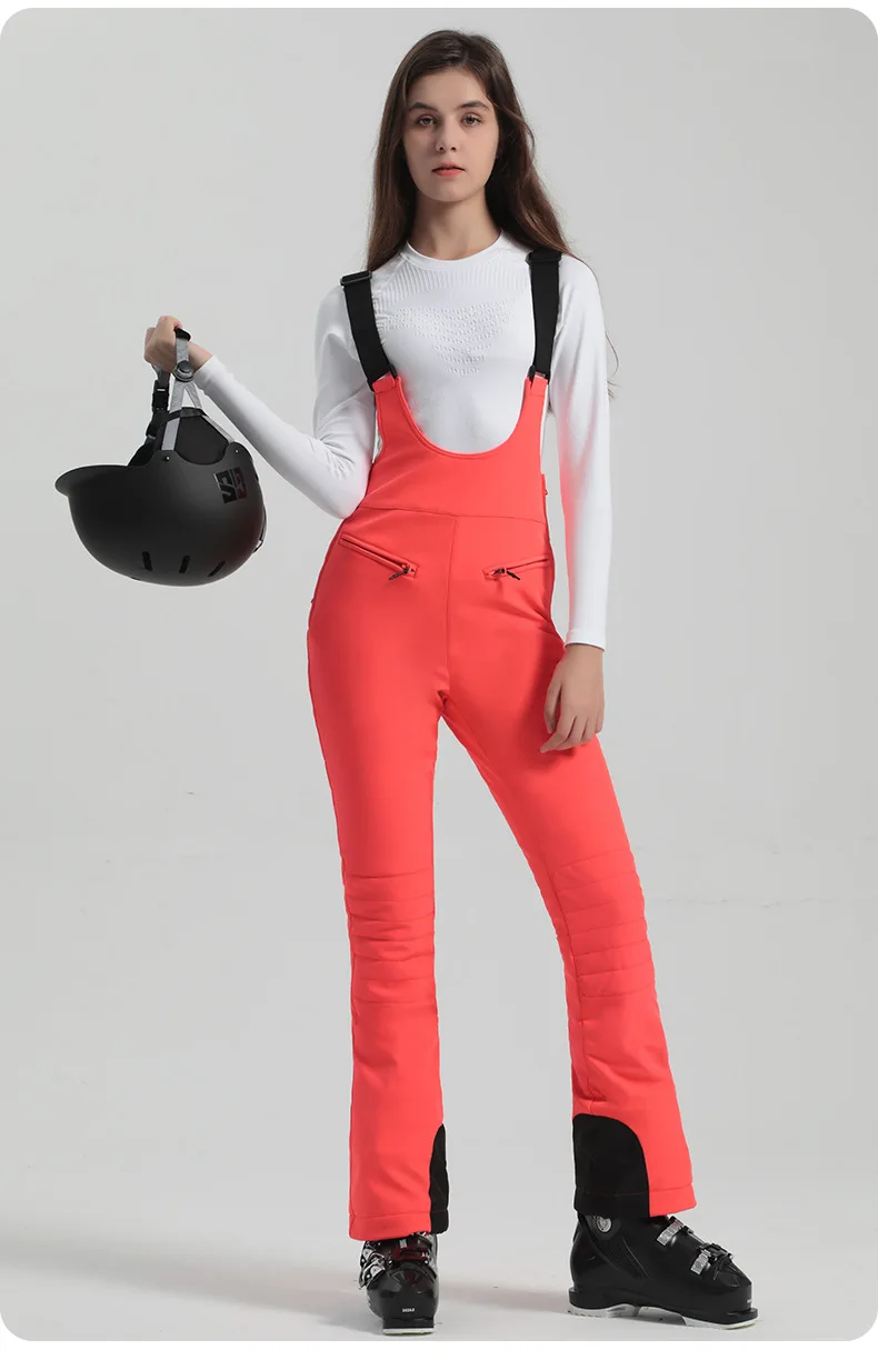 2024 Gsou Schnee Winter Skihose Frauen Snowboard Riemen Hose hohe Taille elastisch wind dicht wasserdicht verdicken Thermal für den Außenbereich – Detail 15