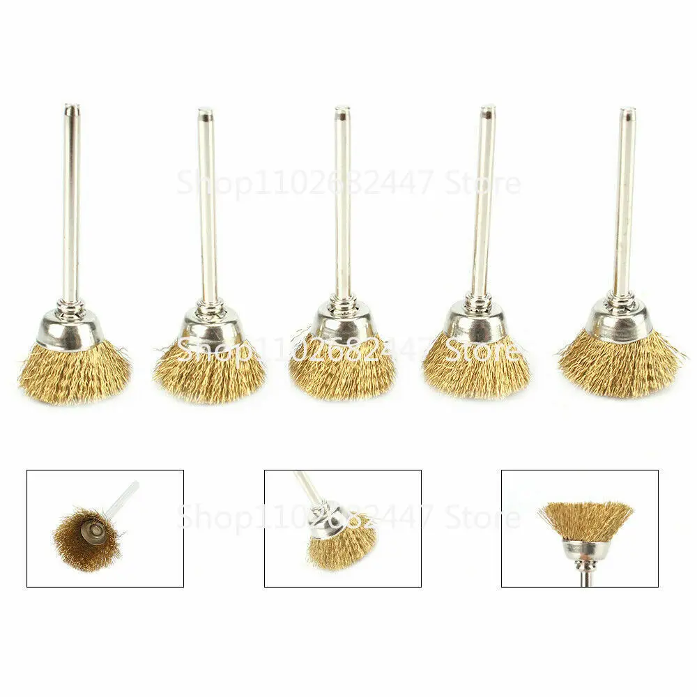 45 Buah Set Sikat Kawat Sikat Roda Kawat Kuningan untuk Aksesori Alat Putar Sikat Bersih Poles untuk Alat Putar Dremel Shank Baru