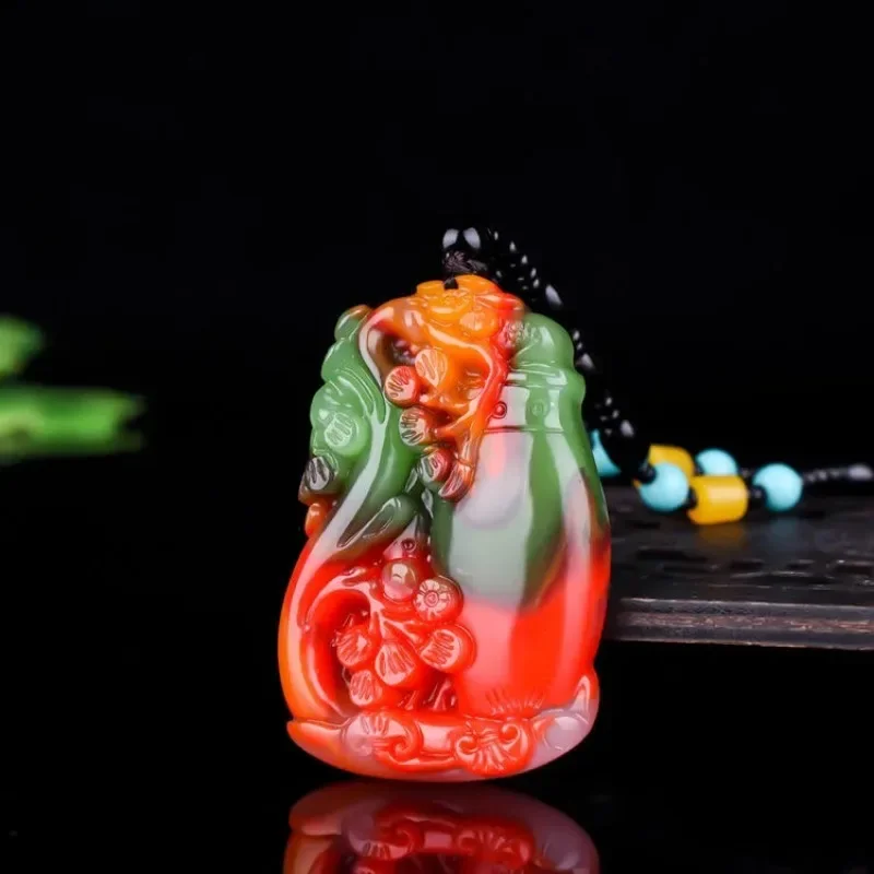 天然色の翡翠龍貔貅ペンダントネックレス中国のチャームイテジュエリー彫刻されたお守り幸運のギフト彼女への男性用セーターチェーン