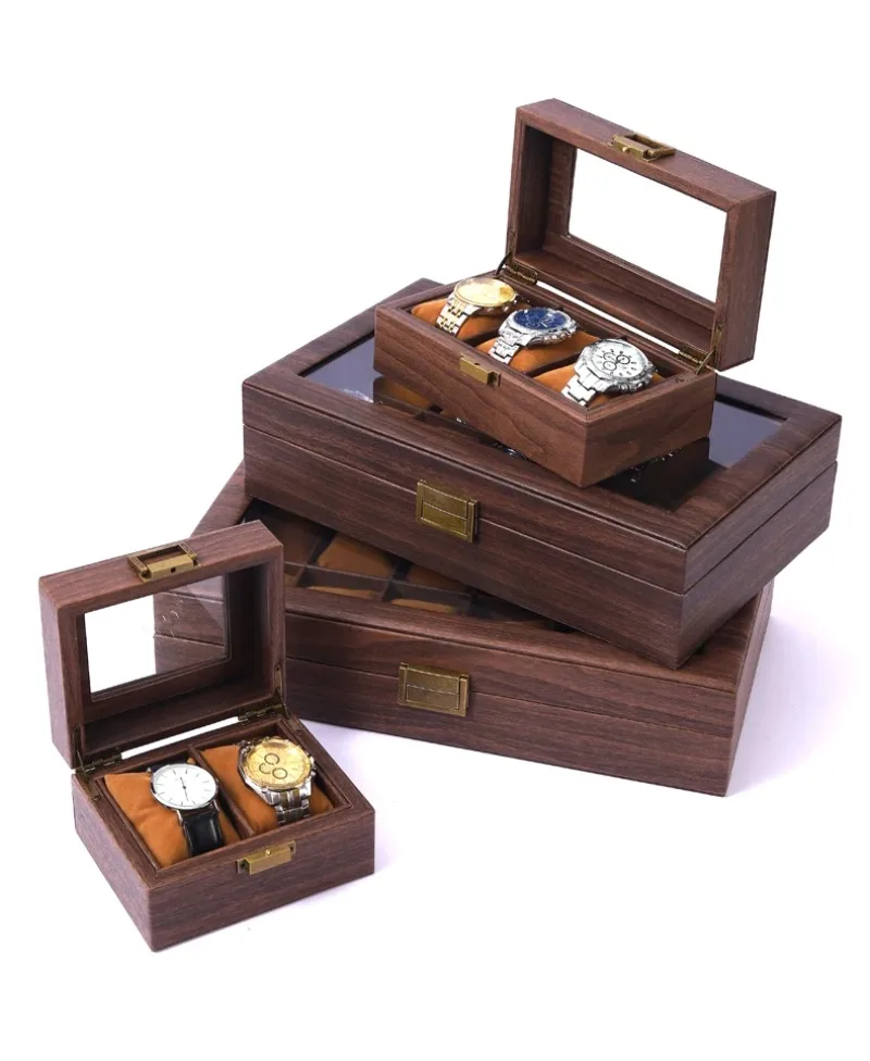 وسادة تخزين ناعمة من الجلد بنمط خشبي، وضع الساعات المنزلية × عرض مجموعة الساعات #3