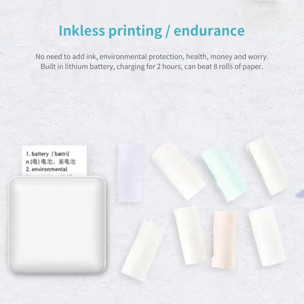 Pocket Printer Inkless Thermal Printing ABS Small Photo Printing Machine for Home