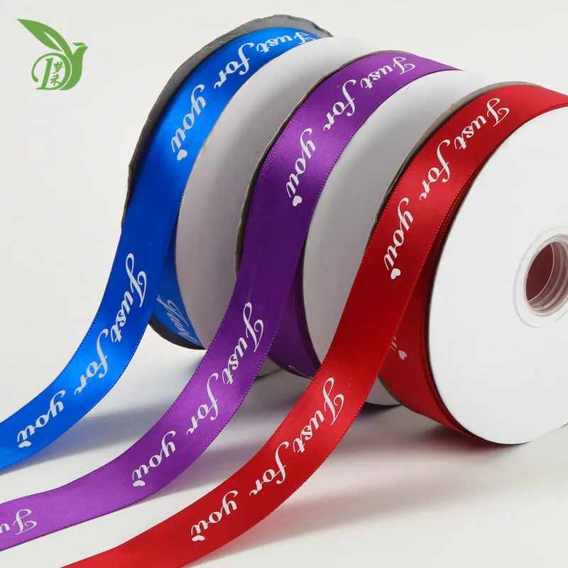 Ribbon customizationCustom printed polyester satin ribbon with white  logo