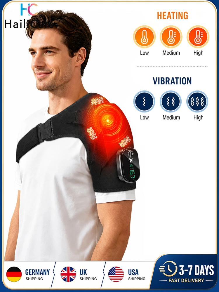 Elektrischer Wärme-Schultermassagegürtel mit 3 Heizstufen und Vibration, Heizkissen für die Durchblutung und zur Linderung von Müdigkeit