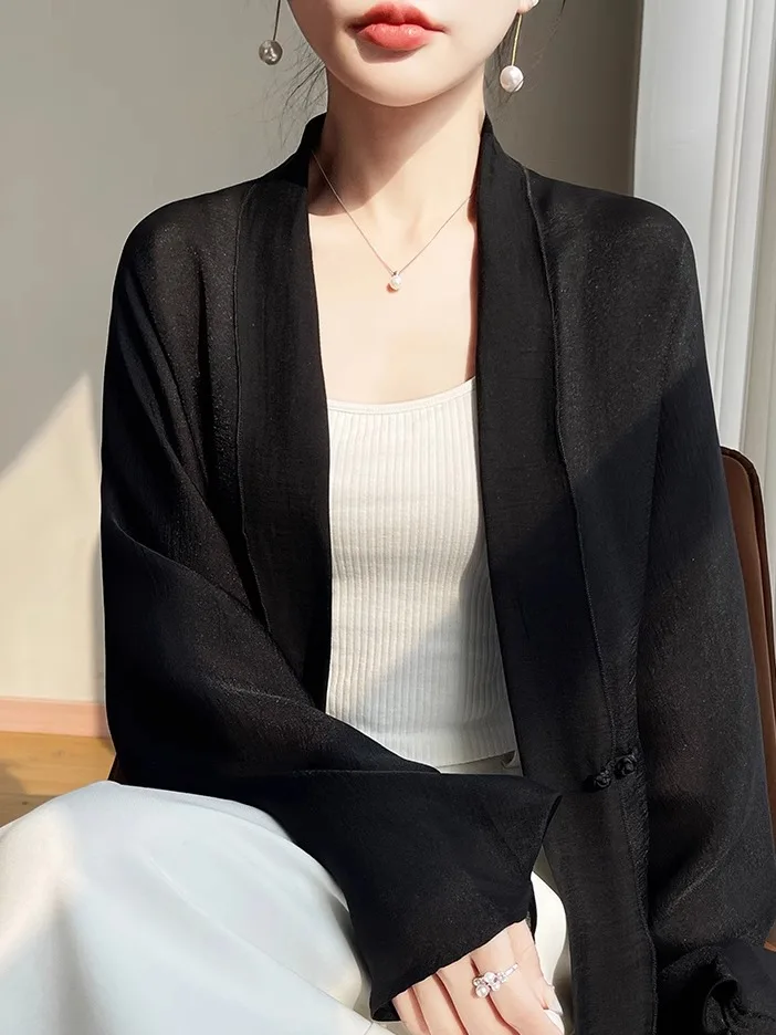 

Elegant Chinese Style Open Cardigan Short Jacket Women's Summer New Long Sleeve Sun Protection Fairy Atmosphere Outerwear