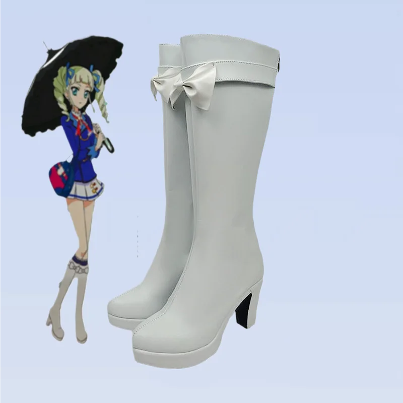 Aikatsu Todo Yurika Hoshimiya Ichigo Cosplay Shoes Boots Starlight Academy White School Uniform Boots