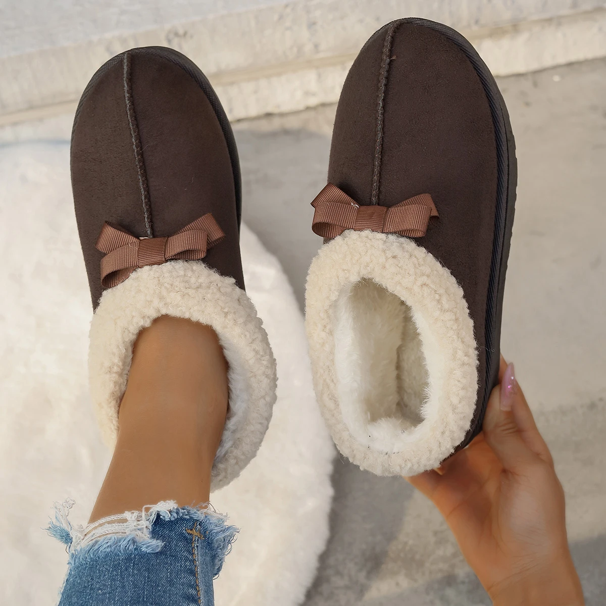Winter Women's Slipper Fashion Fuzzy Fur Anti-slip Soft Sole Outdoor Indoor Warm Comfort Men Leisure Plush Houseshoes Couple