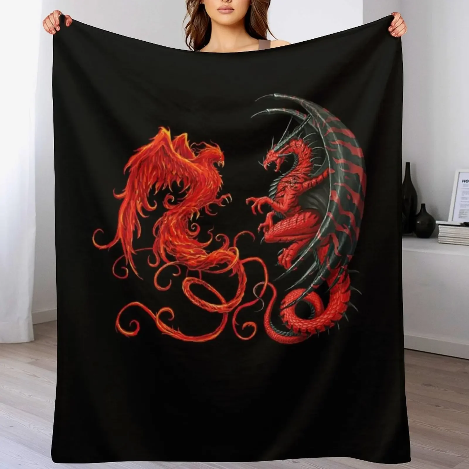 New Soul of a phoenix heart of a dragon Throw Blanket Stain Resistant Cozy Warm Blanket