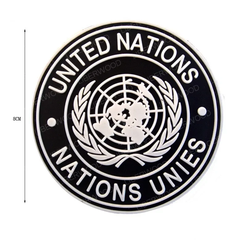 UN United Nations U.N. Badge PVC Tactical Army Airsoft Patch Badge Hook Military Brassard Combat Armband Army Emblem Patches