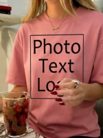 On Clearance Sale Personalized Custom Female T-Shirt Casual Simple Soft Short Sleeve Loose O-Neck Street Tee Basic Workwear 2