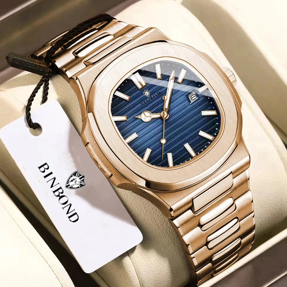 New Sapphire Rose Gold Watch Men Dress Swiss Brand High Quality Automatic Watches Mens Gifts Fashion Quartz Wristwatches Luxuoso