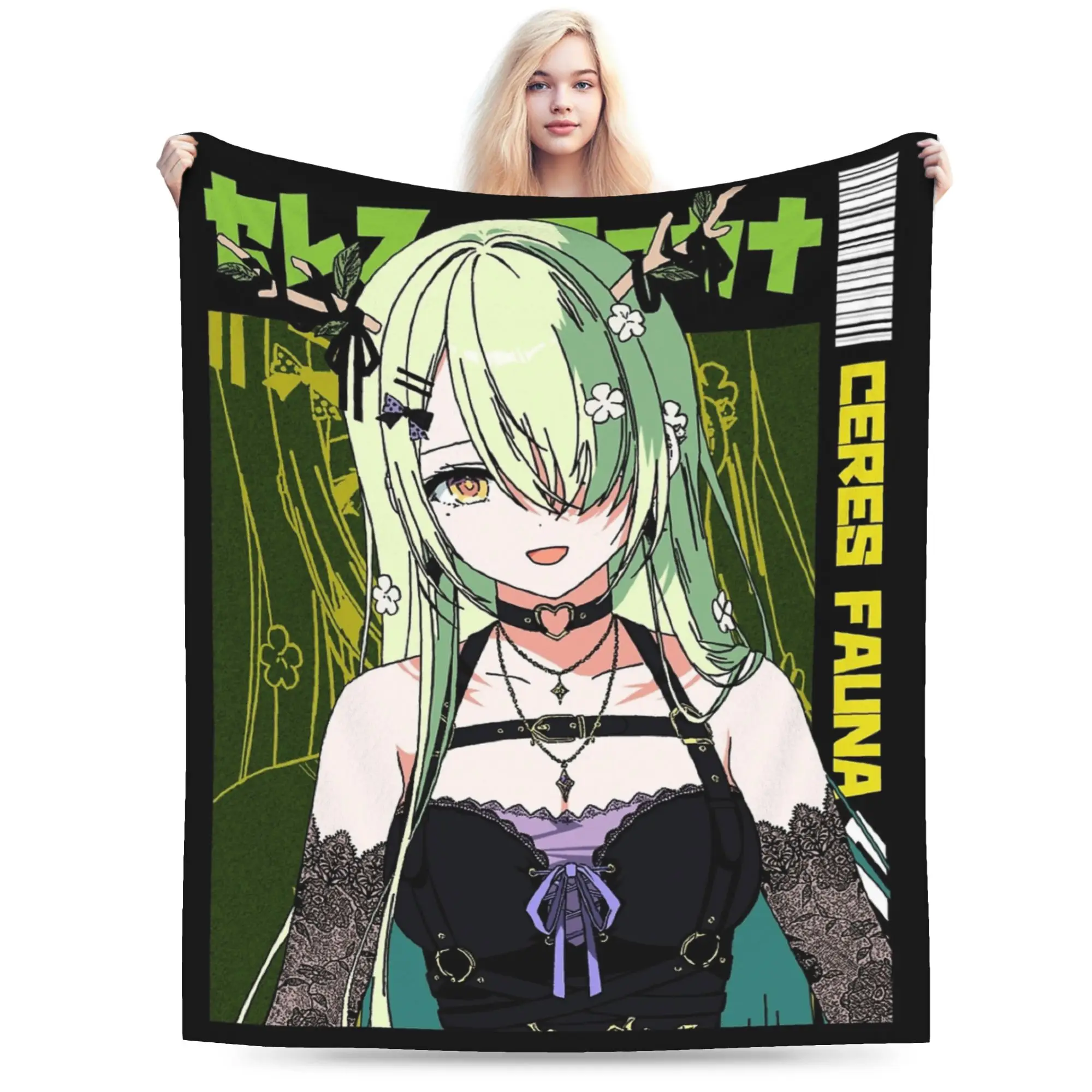 Ceres Fauna Goth Dress Hololive Blanket Velvet  Winter  Breathable Super Warm Throw Blanket for Bed Travel Bedding Throws