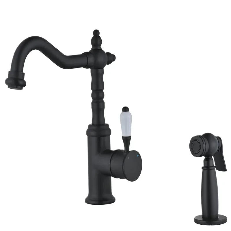 

European antique double-hole kitchen vegetable basin sink faucet rotating double-open hot and cold dishwashing faucet