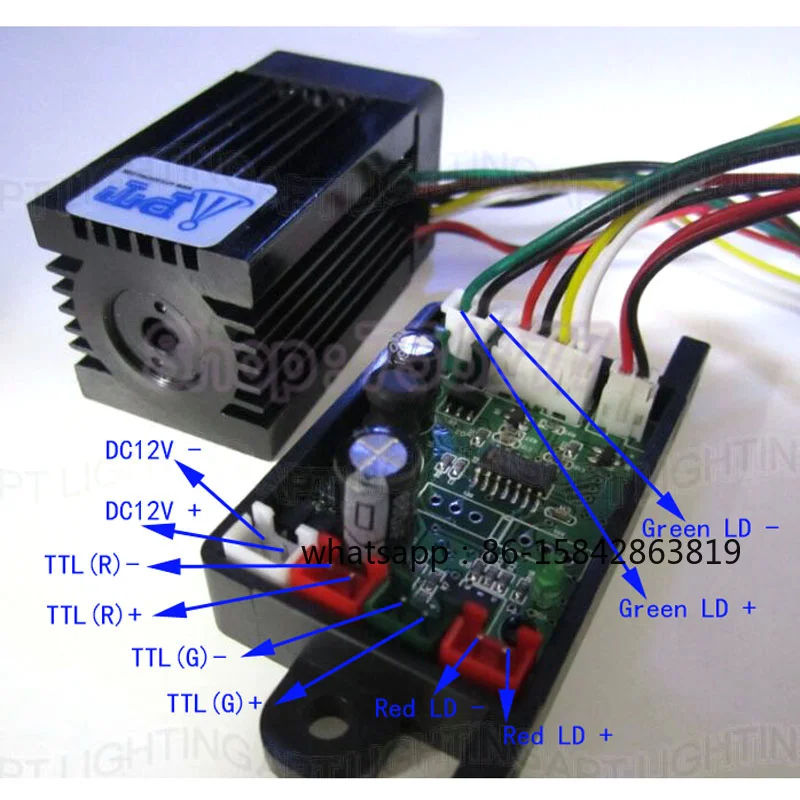 High Quality Laser Head RGB Stage Light Adjustable Focus 200mw 532nm Green Laser Module with TTL DC 12V